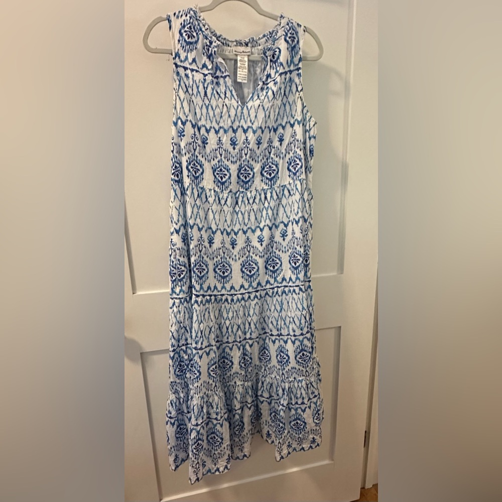 Tommy Bahama Blue and White Patterned Maxi Dress